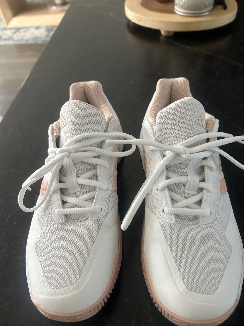 adidas Women's White and Blush Athletic Sneakers